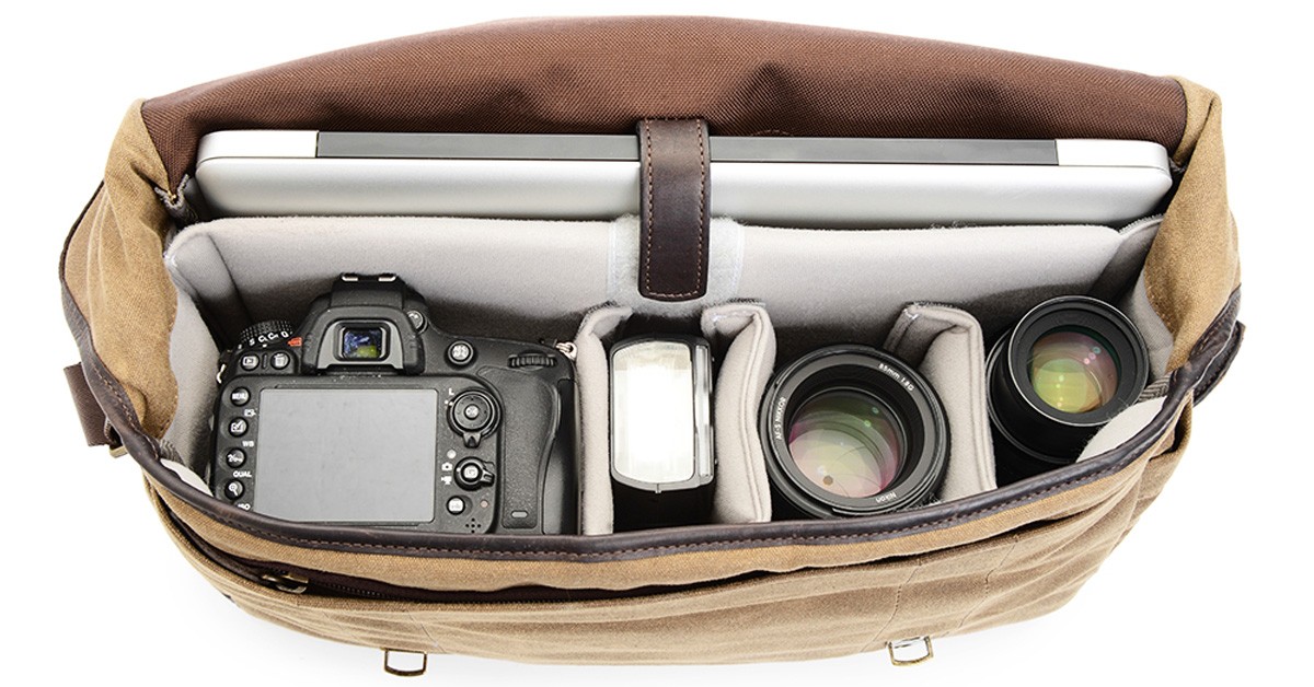 FLYSXP Mens Bag Casual Shoulder Bag Canvas Waterproof Messenger Bag Retro Camera Bag 36 12.5 27cm Briefcase Dark Gray 