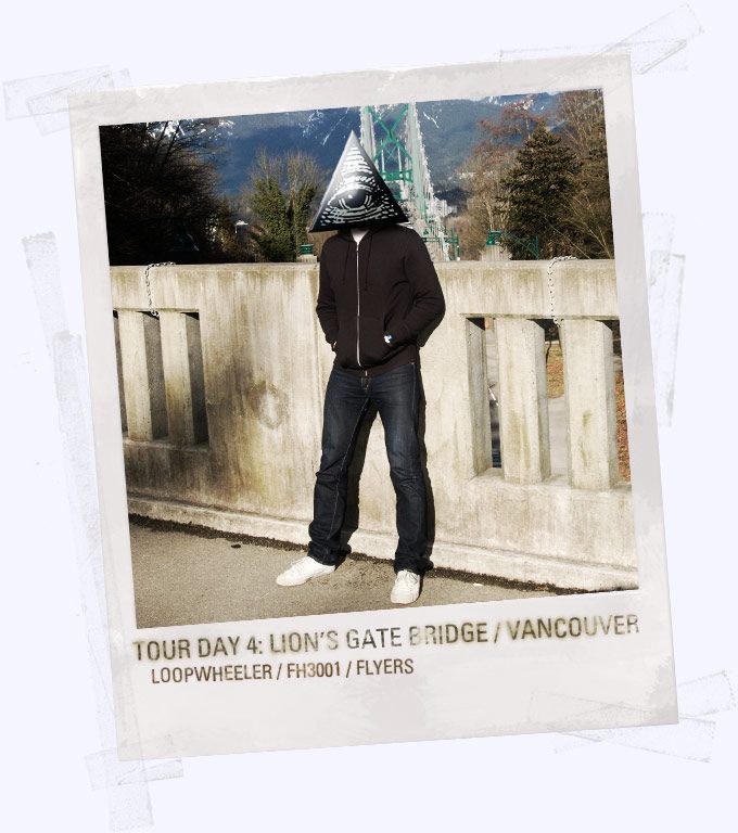 SuperFuture user Ordo wearing the World Tour jeans in Vancouver