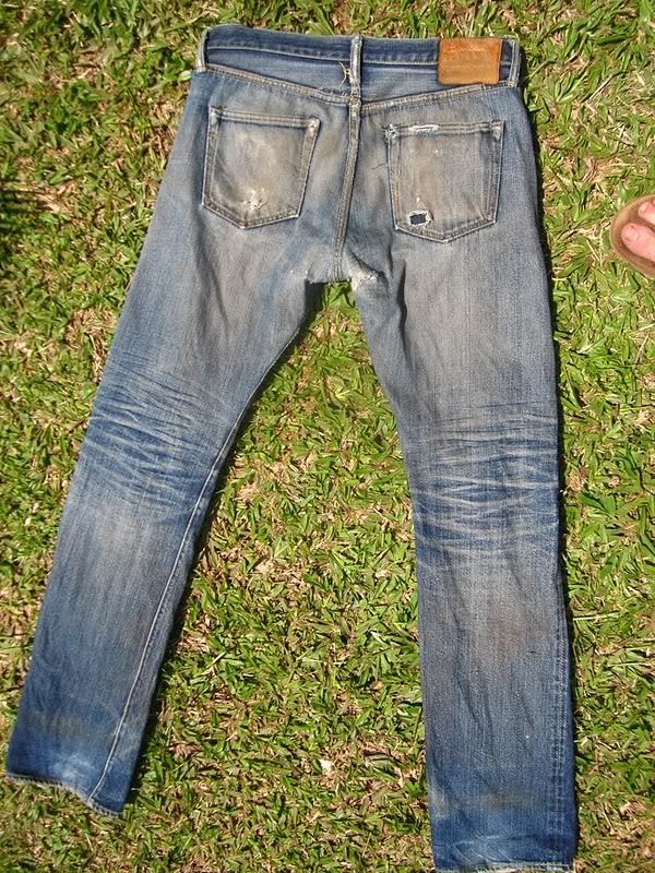 The back of the World Tour 3001 jeans after 3.5 years