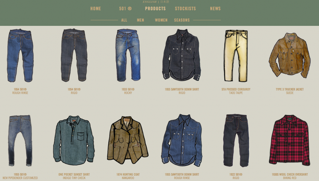 Levi's Vintage Clothing Website