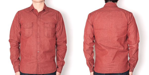 Fit - Red Unbranded 10 Oz. Chambray Selvedge Denim Work Shirts