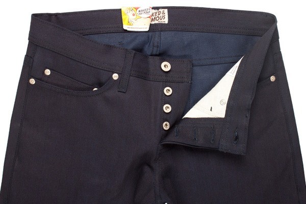 Front Closeup - Naked & Famous Weird Guy Blue Weft Selvedge