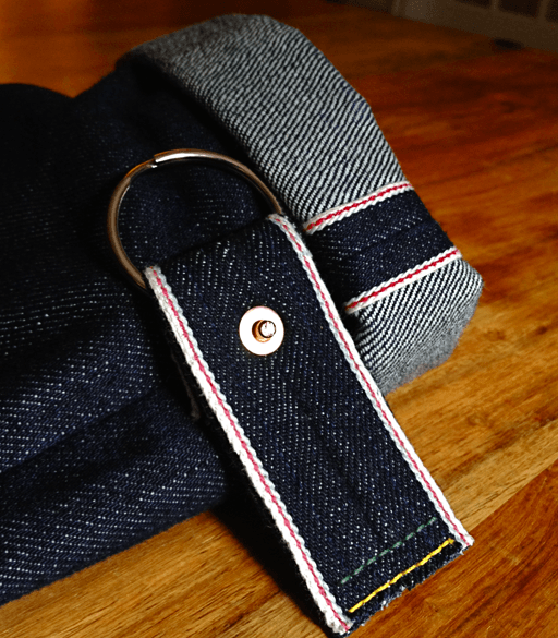 Riveted selvedge keychain