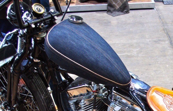 Selvedge Denim Covered Bike Tank at the Rokker Jeans Booth