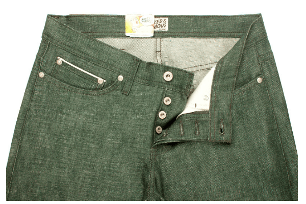 Front - Naked & Famous WeirdGuy Green Selvedge