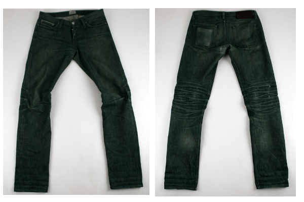 Front and Back Flat - Naked & Famous WeirdGuy Green Selvedge