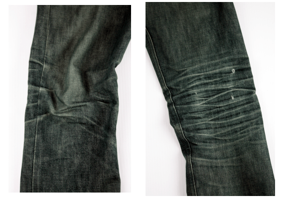 Knee, Honeycombs - Naked & Famous WeirdGuy Green Selvedge