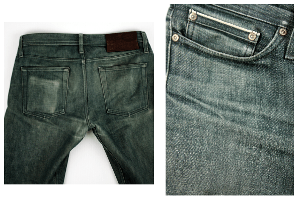 Back and Coin Pockets - Naked & Famous WeirdGuy Green Selvedge