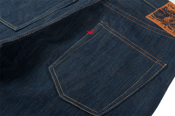 Back Pocket - Self Edge x Dry Bones Natural Indigo Hank Dyed Jeans