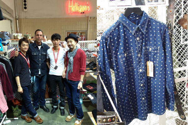 Left, Daniel Cizmek with The Flat Head crew Right, one of the shirts from the new collection