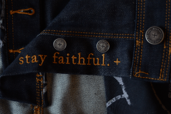 Embroidery on i love ugly's 14Oz. raw selvedge denim 