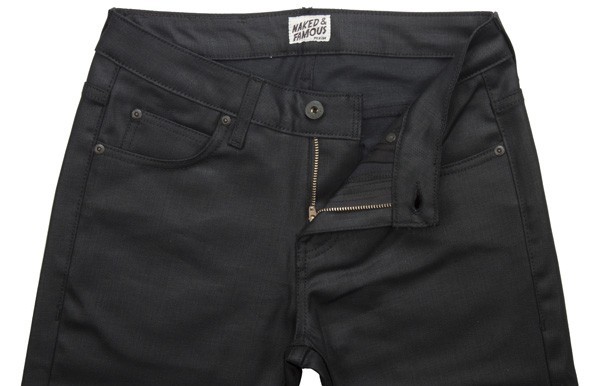 Front - Naked and Famous Wax Coated Stretch Denim 