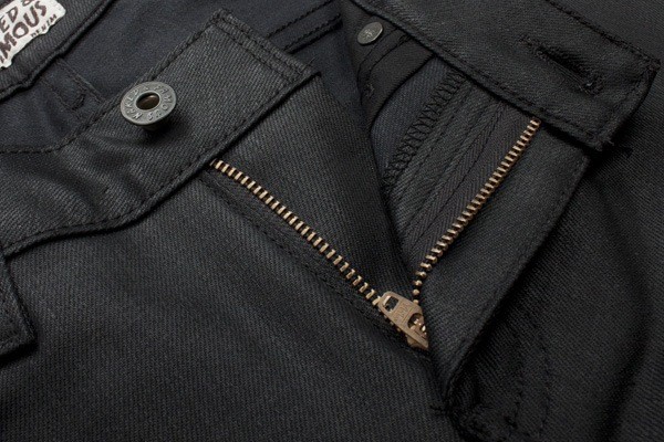 Front Close-Up - Naked and Famous Wax Coated Stretch Denim 