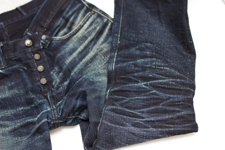 An example of faded Deep Indigo Denim used for the XX-012 jean