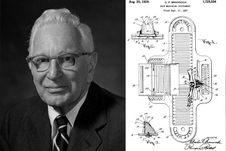 Charles F. Brannock and the patent for his device.