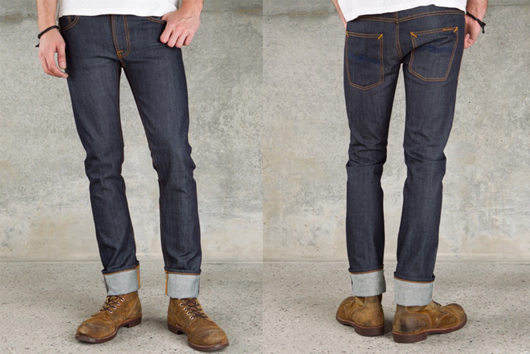 fade-of-the-day-nudie-thin-finn-dry-heavy-selvage-1-year-0-washes-1-soak-before-model-front-back
