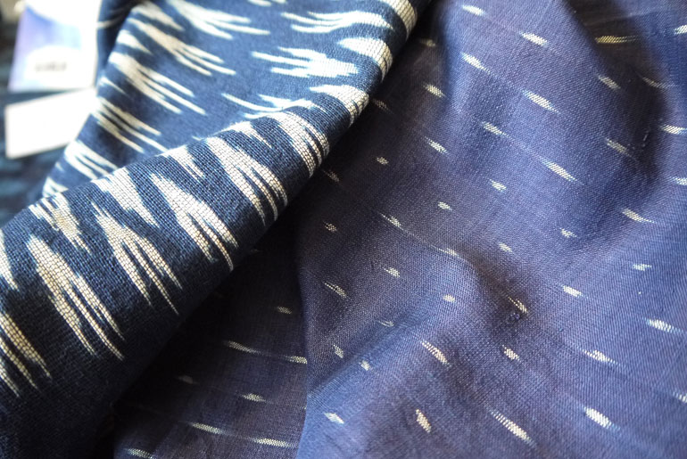 Indigo People's naturally-dyed silk scarves.