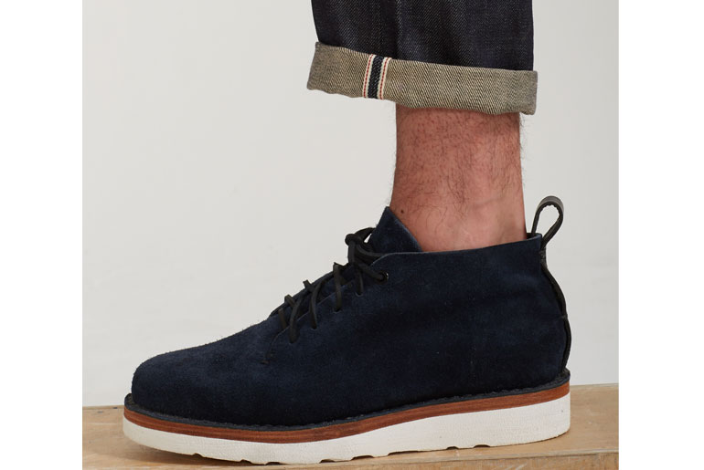 Better look at the Como's selvedge ID and tinted weft, coupled with FEIT's Hairy Suede Double Stitchdown boot.