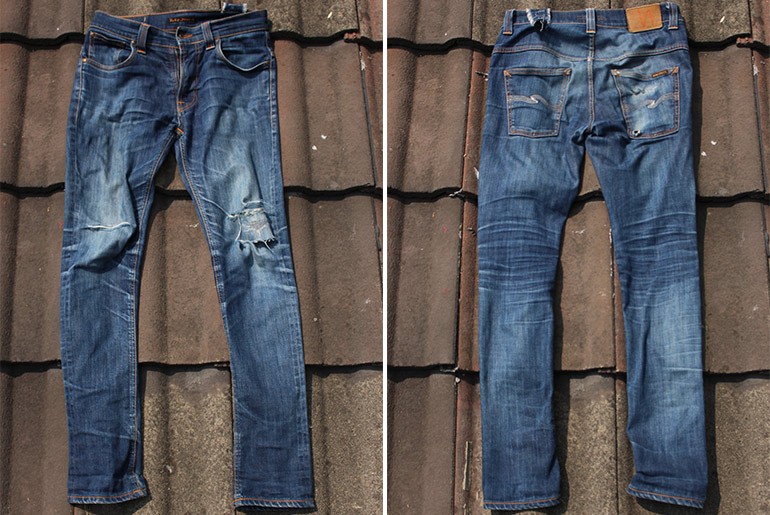Fade of the Day – Nudie Thin Finn Dry Ecru Embo (2 Years, 2 Months, 2 Washes, 1 Soak)