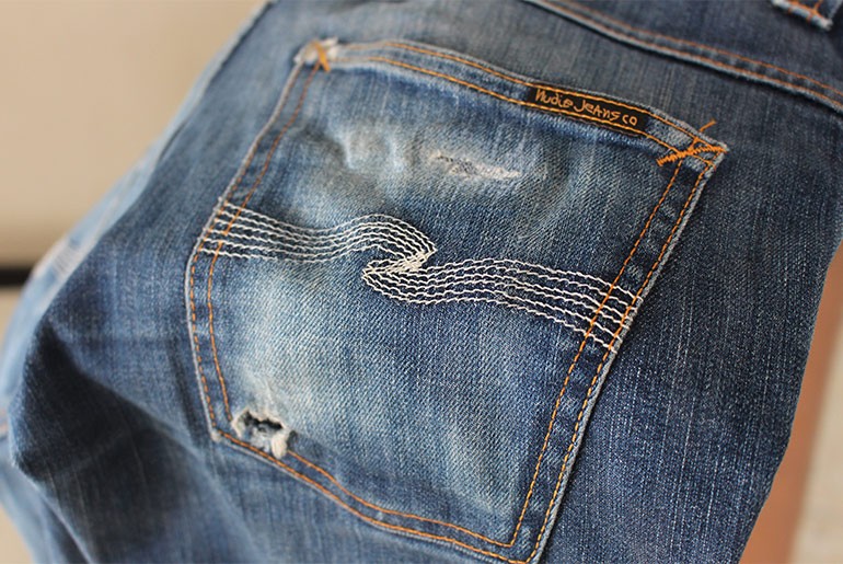 Fade of the Day – Nudie Thin Finn Dry Ecru Embo (2 Years, 2 Months, 2 Washes, 1 Soak)