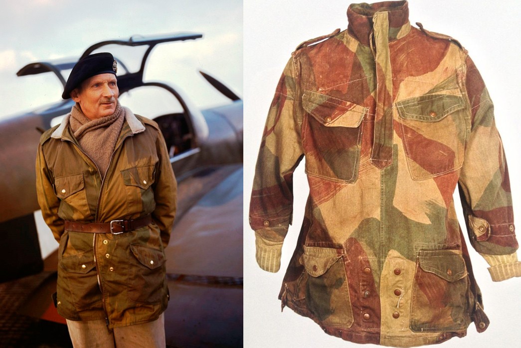 A waxed version of the British Special Forces Denison Smock used in WWII. Images via Wikimedia and Pinterest.