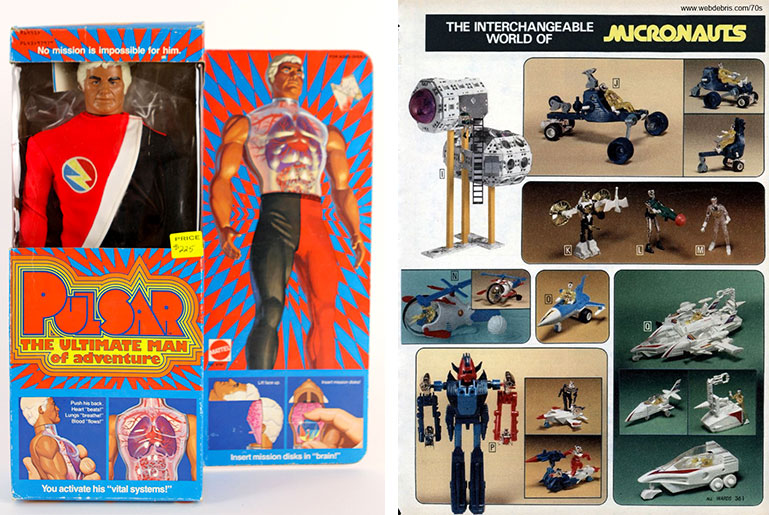 Two sources of inspiration for oneculture date all the way back to the 70s - Pulsar The Ultimate Man of Adventure (image source: mearsonlineauctions.com) and the Micronauts (source: webdebris.com).