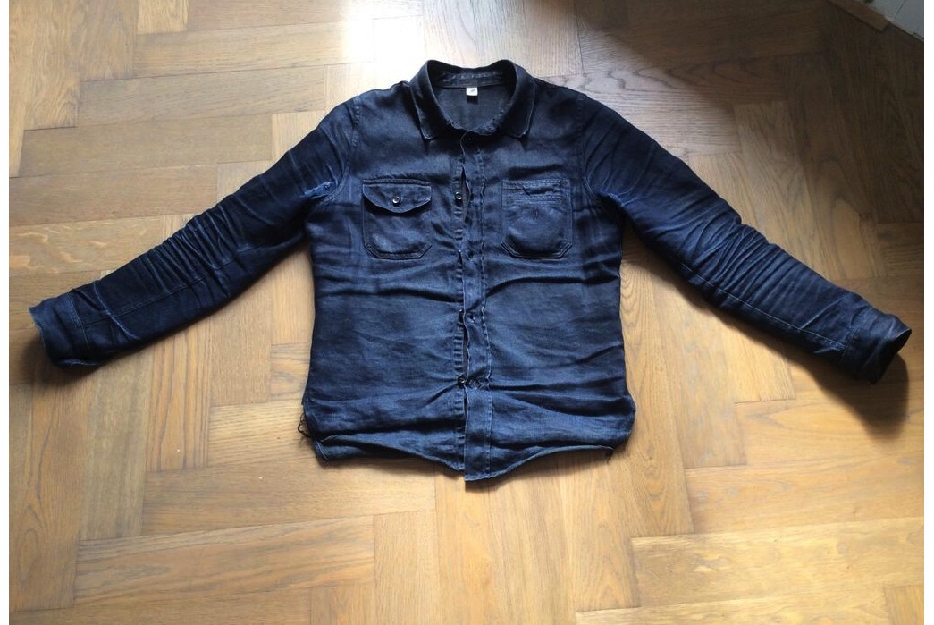 Fade of the Day – Pure Blue Japan Linen Denim Work Shirt (3 months, 0 washes)