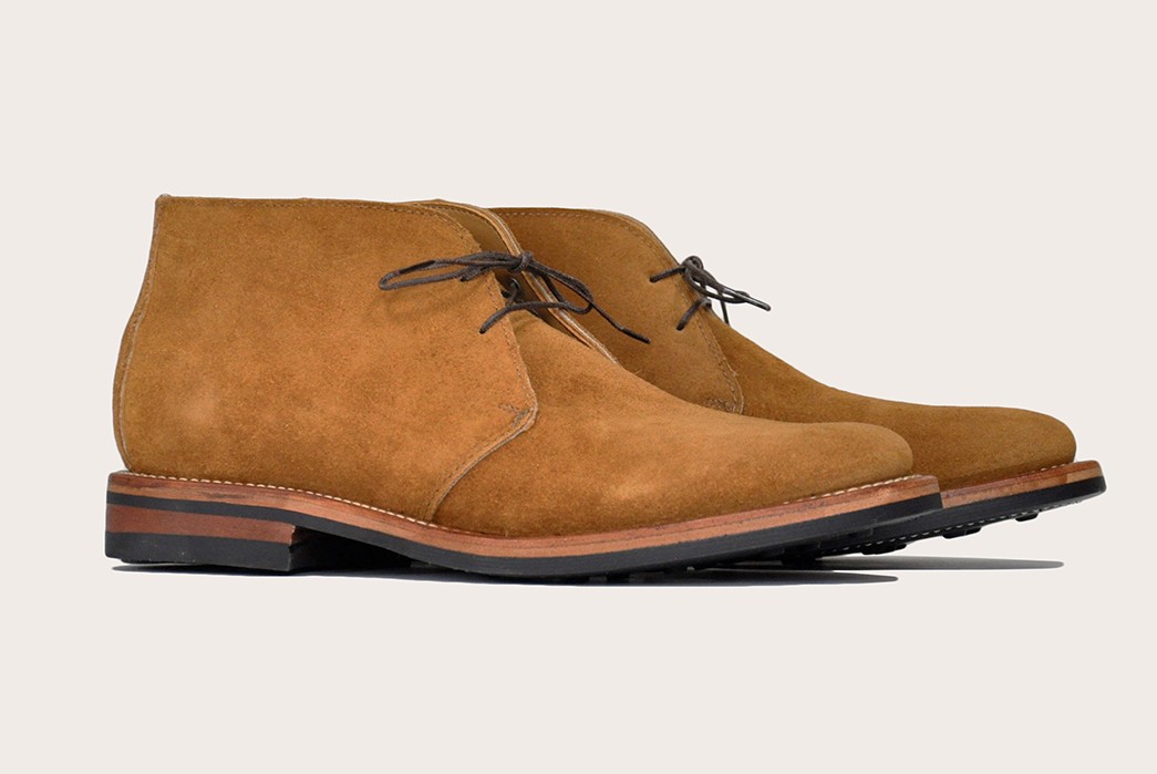 Oak Street Bootmakers Peanut Suede Campus Chukka and Waxed Flesh Trench Boot