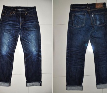 Akaime A710XX Raw Denim Jeans front back