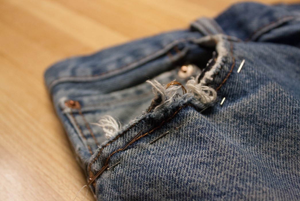 Denim jean pocket repair