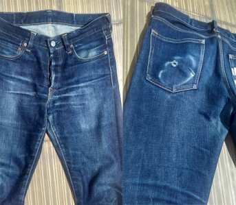 Fade of the Day - Momotaro x Japan Blue 0700SP (2 Years, 5 Months, 1 Wash, 3 Soaks) Front Back Top