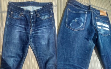 Fade of the Day - Momotaro x Japan Blue 0700SP (2 Years, 5 Months, 1 Wash, 3 Soaks) Front Back Top
