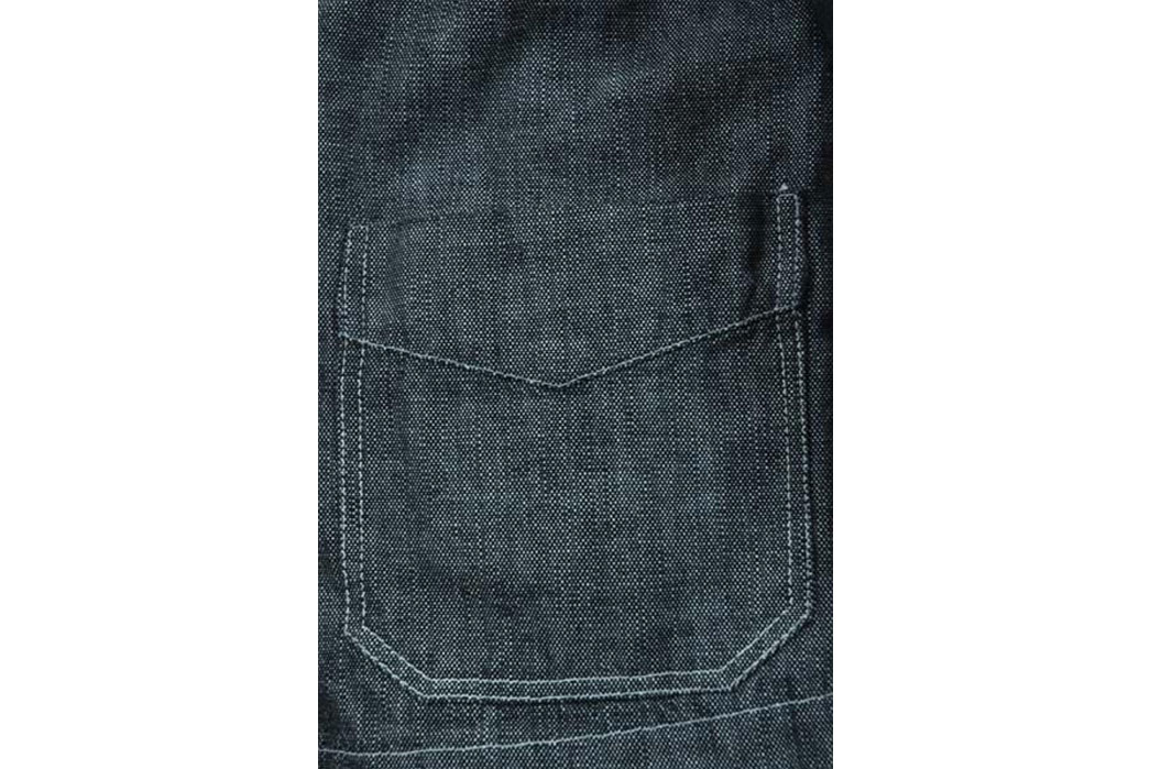 Dry Bones Chambray Double Breasted Work Jacket Pocket