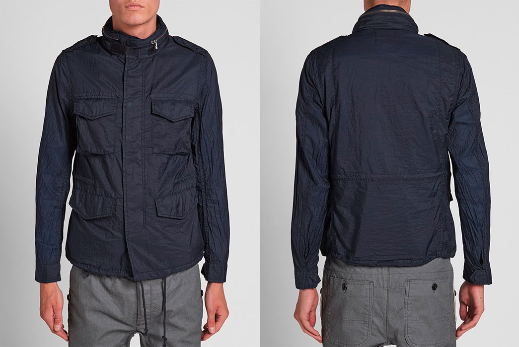 Beams-Plus-Garment-Dyed-Nylon-M65-Jackets-navy-front-and-back-fit