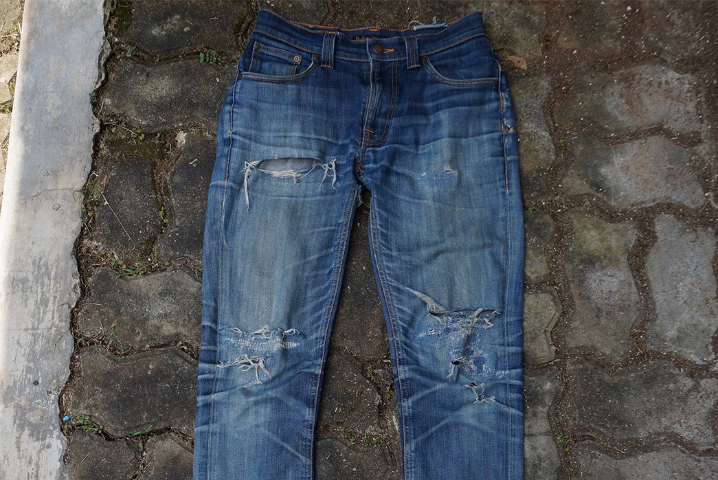 Fade of the Day - Nudie Thin Finn Dry Ecru Embo (5 Years, 3 Months, 6 Washes, 1 Soak)