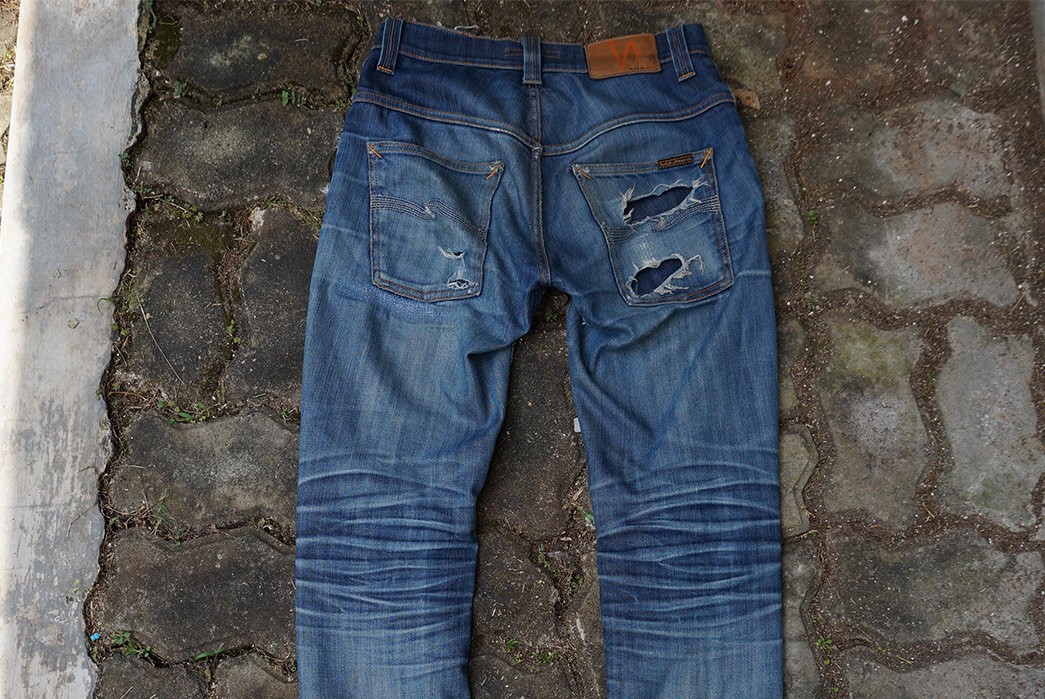 Fade of the Day - Nudie Thin Finn Dry Ecru Embo (5 Years, 3 Months, 6 Washes, 1 Soak)