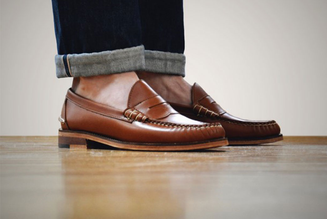 Oak-Street-Bootmakers-Cognac Beefroll Penny Loafer-Brown-Shoes