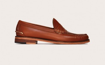 Oak-Street-Bootmakers-Cognac Beefroll Penny Loafer-Shoes