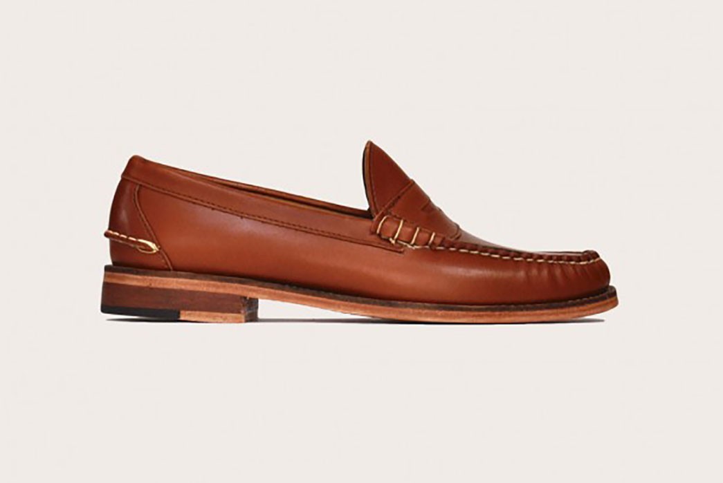 Oak-Street-Bootmakers-Cognac Beefroll Penny Loafer-Shoes