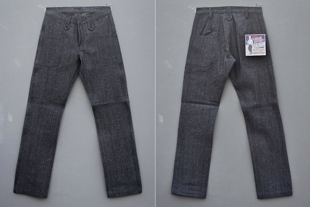 Old-Blue-Co.-12oz.-Heavy-Chambray-USN-Pants-front-and-back-flat
