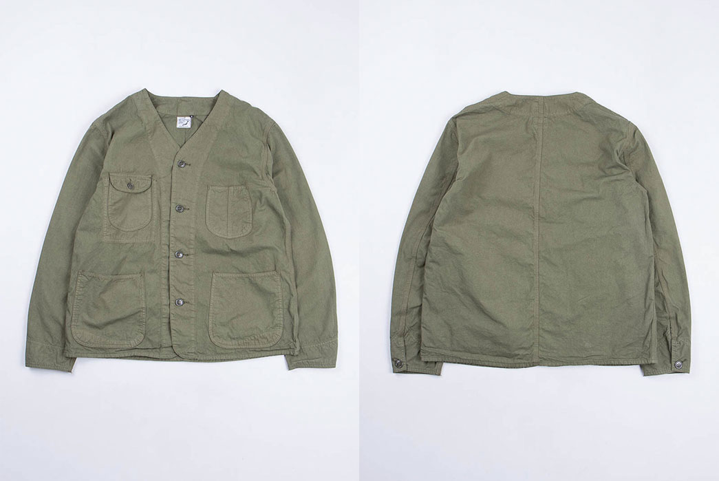 orSlow-Army-Poplin-Rail-Road-Jacket-front-and-back-flat