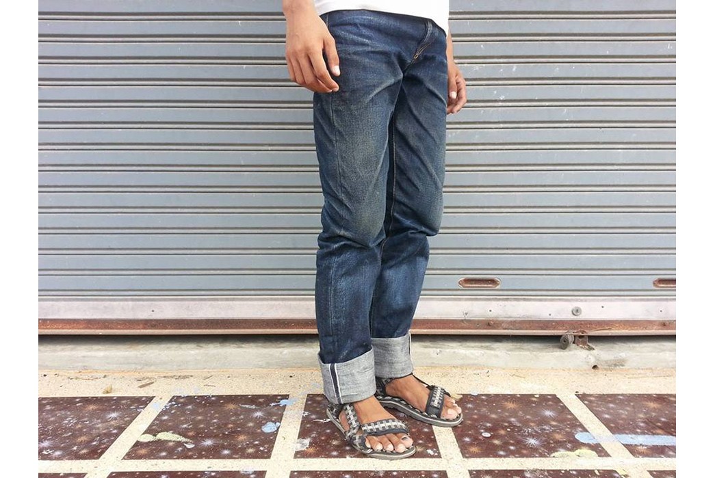 Fade of the Day – Denim Error 21oz. Pink Selvedge (3 Months, 1 Soak) Front Fit