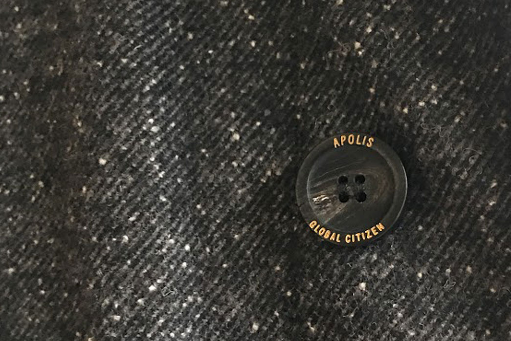 Apolis Wool Chore Coat Button Closeup