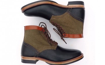 Mister-Freedom-Trooper-Boots-Type-II-NOS-military-canvas-x-Black-Leather-issue-Left-Right