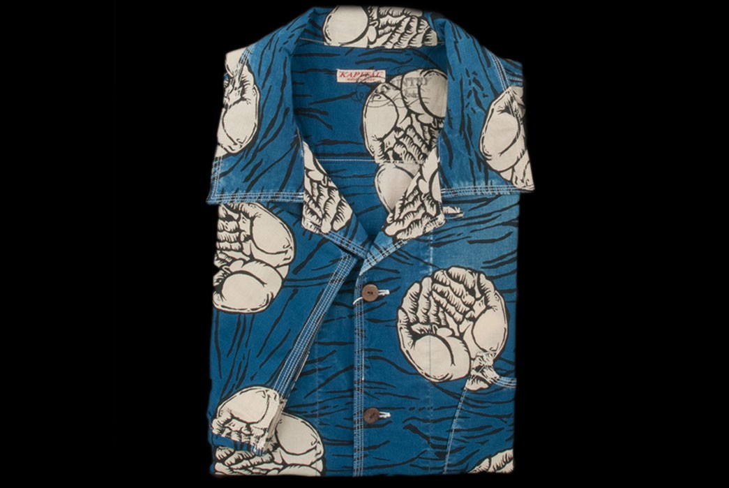 Kapital-Kountry-Aloha-Lawn-Hands-Printed-Shirt-In-Blue-Indigo-Front-Closeup