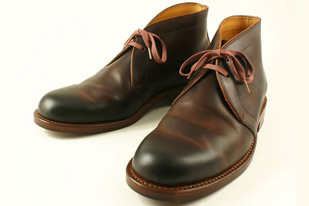 Brown Shell Cordovan Lace-Up Boots - Five Plus One