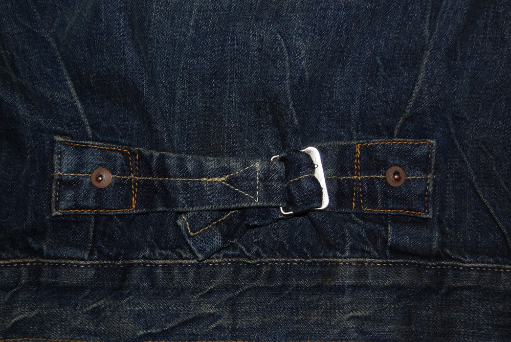 LVC 1936 Type I repro jacket back cinch. Image via A Suit of Tools.