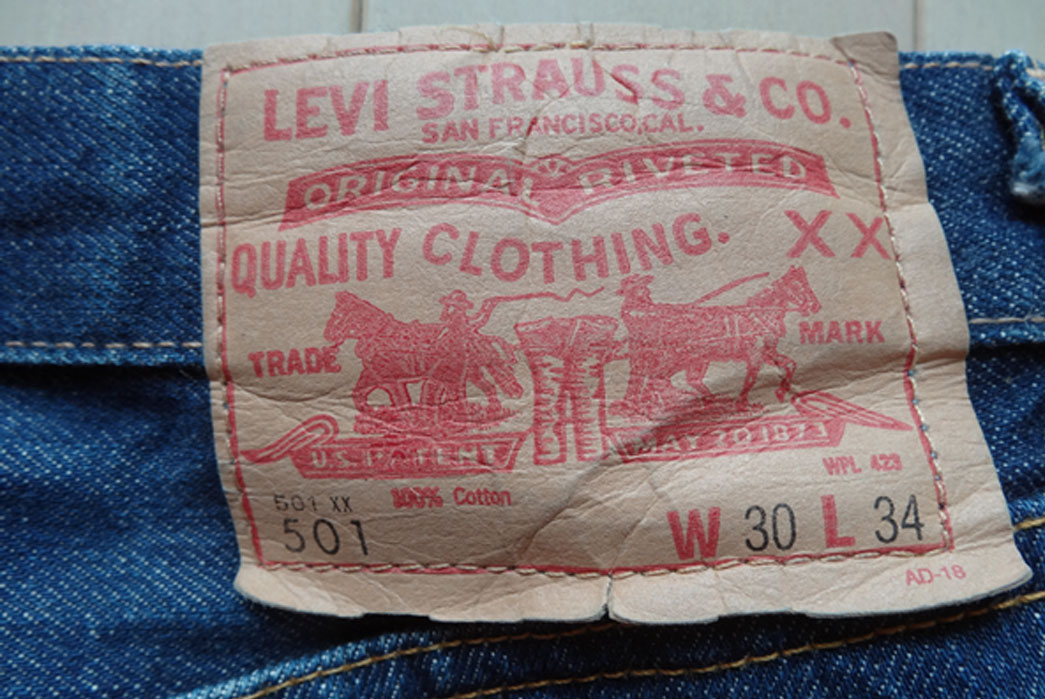 LVC reproduction of the original Levi's 1966 501 model; notice the small 