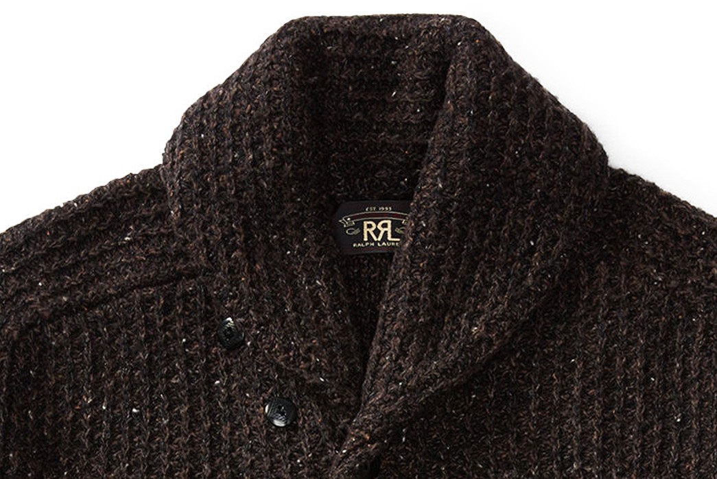 rrl-black-indigo-cotton-blend-donegal-cardigan-details