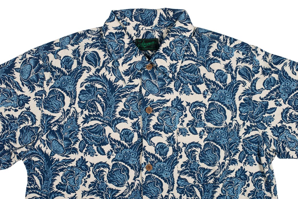 Stevenson Overall Co. Indigo-Dyed Flower Print Shirts